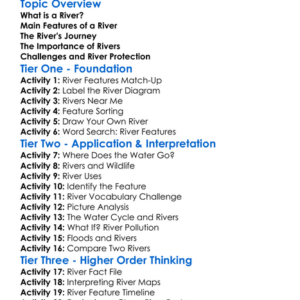 Rivers And Their Features Worksheet Activity Booklet