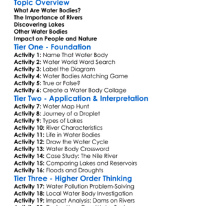 Rivers Lakes And Water Bodies Worksheet Activity Booklet