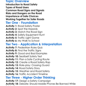 Road Safety Worksheet Activity Booklet