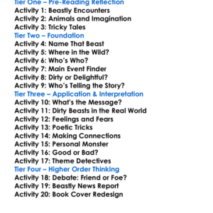 Roald Dahls Dirty Beasts Worksheet Activity Booklet