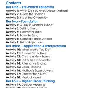 Roald Dahls Matilda The Musical 2022 Worksheet Activity Booklet