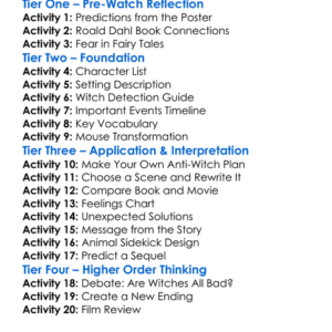 Roald Dahls The Witches 2020 Worksheet Activity Booklet