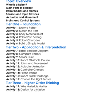 Robot Anatomy And Structure Worksheet Activity Booklet