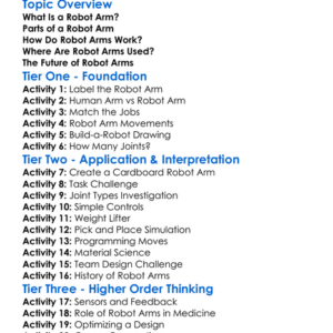 Robot Arm Design Worksheet Activity Booklet