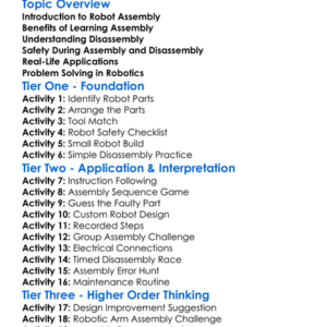 Robot Assembly And Disassembly Worksheet Activity Booklet