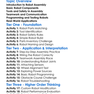 Robot Assembly Skills Worksheet Activity Booklet