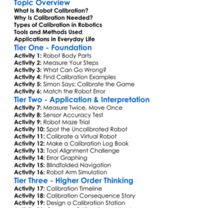 Robot Calibration Techniques Worksheet Activity Booklet