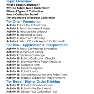 Robot Calibration Worksheet Activity Booklet