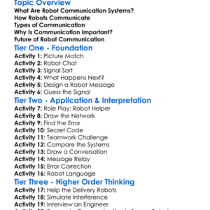 Robot Communication Systems Worksheet Activity Booklet