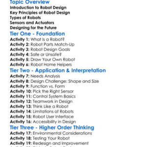 Robot Design Principles Worksheet Activity Booklet