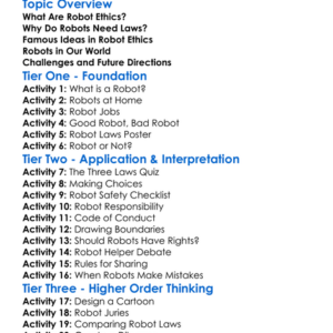 Robot Ethics And Laws Worksheet Activity Booklet