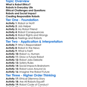 Robot Ethics And Social Impact Worksheet Activity Booklet