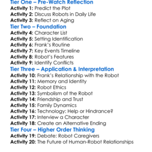 Robot  Frank 2012 Worksheet Activity Booklet
