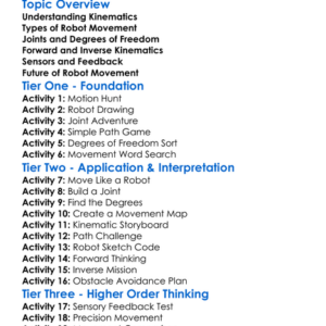 Robot Kinematics And Movement Worksheet Activity Booklet