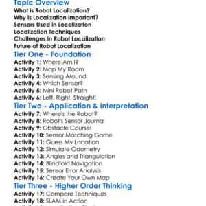 Robot Localization Techniques Worksheet Activity Booklet
