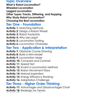 Robot Locomotion Methods Worksheet Activity Booklet