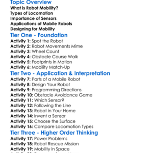 Robot Mobility Worksheet Activity Booklet