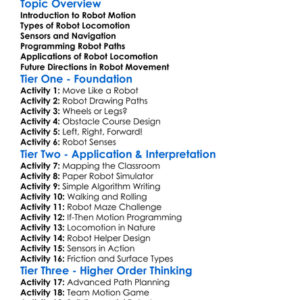 Robot Motion And Locomotion Worksheet Activity Booklet