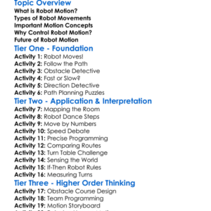 Robot Motion Worksheet Activity Booklet
