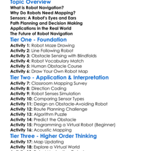 Robot Navigation And Mapping Worksheet Activity Booklet
