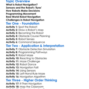 Robot Navigation Basics Worksheet Activity Booklet