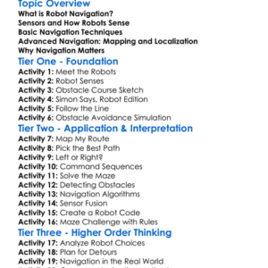 Robot Navigation Techniques Worksheet Activity Booklet
