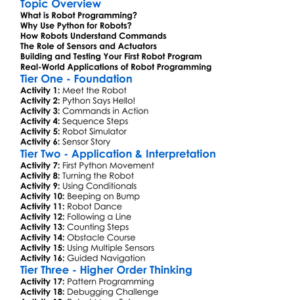 Robot Programming With Python Worksheet Activity Booklet