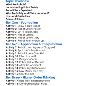 Robot Safety And Ethics Worksheet Activity Booklet