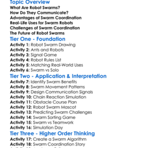 Robot Swarms Coordination Worksheet Activity Booklet
