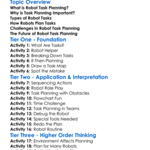 Robot Task Planning Worksheet Activity Booklet