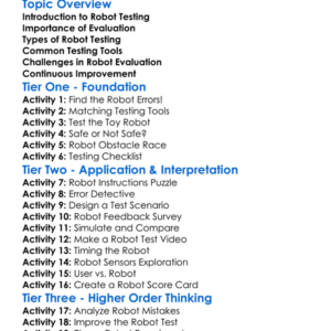 Robot Testing And Evaluation Worksheet Activity Booklet
