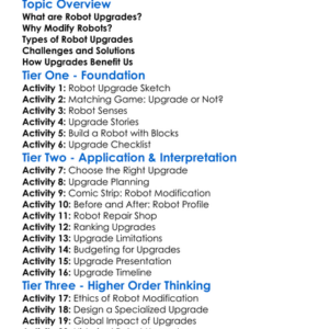 Robot Upgrades And Modifications Worksheet Activity Booklet