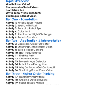 Robot Vision Basics Worksheet Activity Booklet