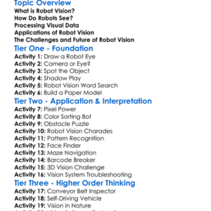 Robot Vision Processing Worksheet Activity Booklet
