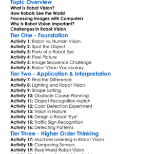 Robot Vision Worksheet Activity Booklet