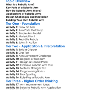 Robotic Arm Design Worksheet Activity Booklet