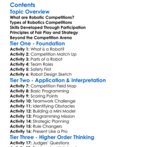 Robotic Competitions Eg First Vex Robocup Worksheet Activity Booklet
