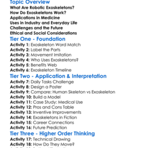 Robotic Exoskeletons Worksheet Activity Booklet