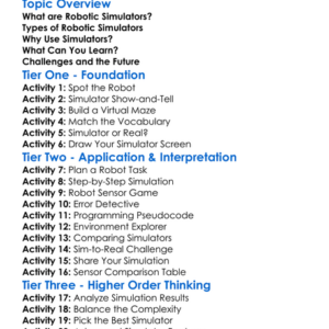 Robotic Simulators Worksheet Activity Booklet