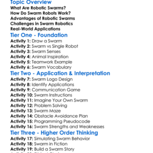 Robotic Swarms Worksheet Activity Booklet