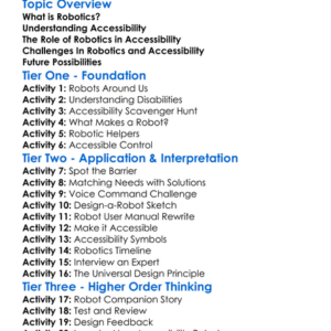 Robotics And Accessibility Worksheet Activity Booklet