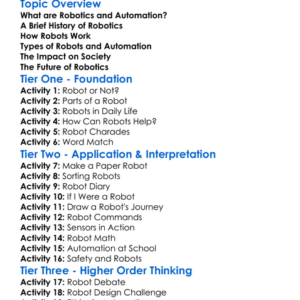 Robotics And Automation Worksheet Activity Booklet