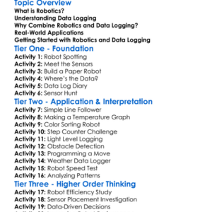 Robotics And Data Logging Worksheet Activity Booklet