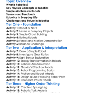 Robotics And Physics Principles Worksheet Activity Booklet