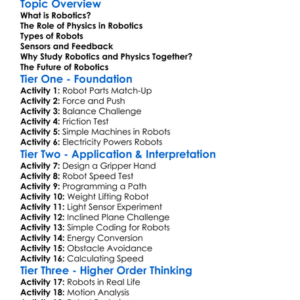 Robotics And Physics Worksheet Activity Booklet
