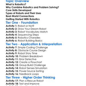 Robotics And Problem Solving Worksheet Activity Booklet