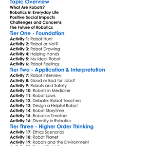 Robotics And Social Impact Worksheet Activity Booklet