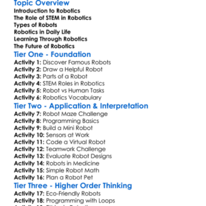 Robotics And Stem Integration Worksheet Activity Booklet