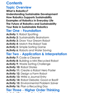 Robotics And Sustainable Development Worksheet Activity Booklet