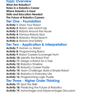 Robotics Career Paths Worksheet Activity Booklet